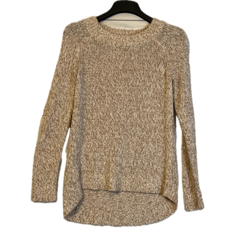 LOFT Sweater Women's Small Oatmeal Marled Knit High Low Hem Raglan Sleeve